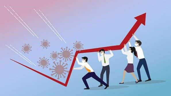 a group of people holding a graph
