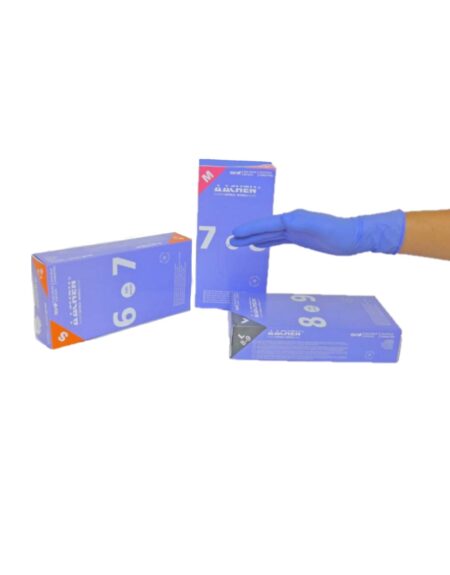 Cajas de guantes de examen de nitrilo color azul violeta
