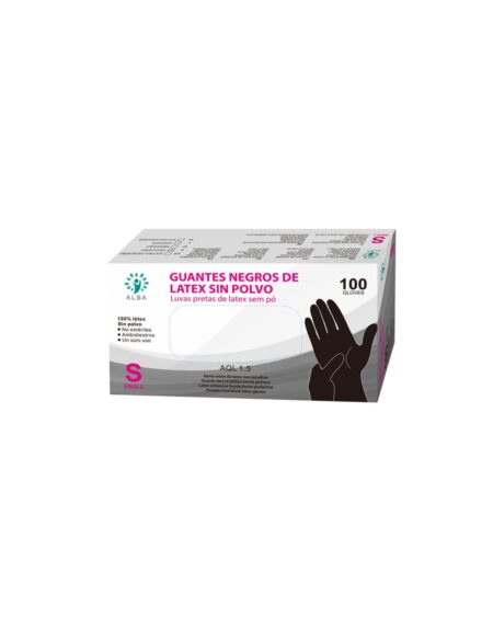 Caja de guantes de látex color negro talla S